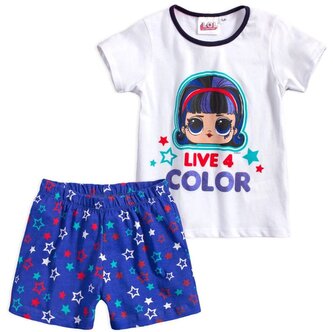 Dívčí pyžamo L.O.L. live 4 color krátké, bílomodrá, velikost: 116 Dívčí pyžamo L.O.L. live 4 color krátké, bílomodrá, velikost: 116