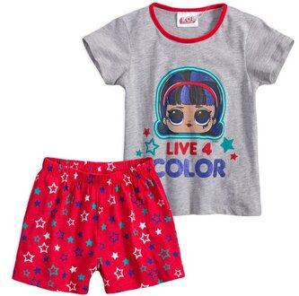 Dívčí pyžamo L.O.L. live 4 color krátké, šedočervená, velikost: 122 Dívčí pyžamo L.O.L. live 4 color krátké, šedočervená, velikost: 122