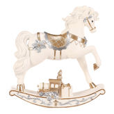 Koník houpací - polyresin, s dárkem, krémovo-zlatý