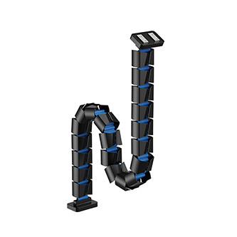 Organizér kabelů, magnetický husí krk, černo-modrý, 1285mm, pro výškově nastavitelné stoly, Powerton