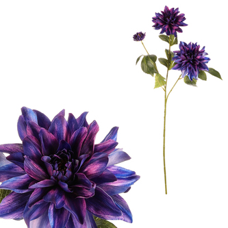 Jiřina - umělá řezaná, 3 květy, barva fialová