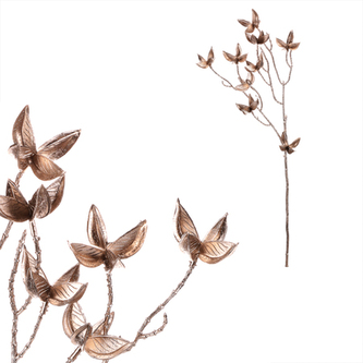 Větev umělá - špičaté lístky, barva champagne