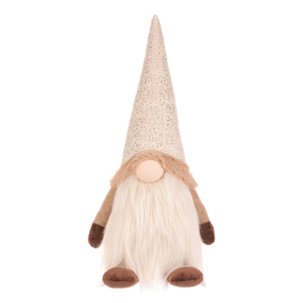 Skřítek - látková figurka, stojící, béžovo-hnědá