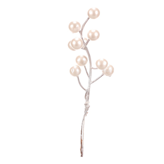 Bobule na drátku - bílé s perletí, cena za balení (24 ks)