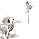 Větev umělá - jemně zasněžené listí, bílá