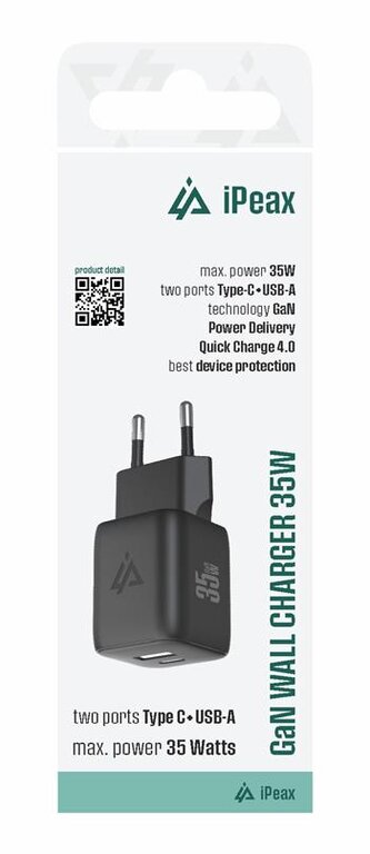 iPEAX GaN síťová nabíječka 35W (USB-C + USB-A) černá