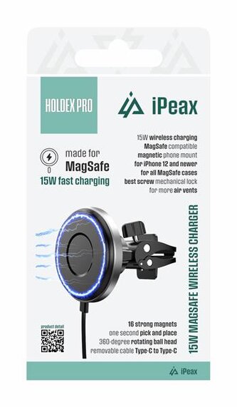 iPEAX Držák do auta s bezdrátovým nabíjením Foldex Pro černý iPEAX Držák do auta s bezdrátovým nabíjením Foldex Pro černý