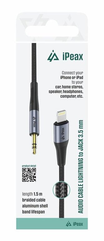 iPEAX adaptér Lightning / 3,5 MM jack 1,5 M černý