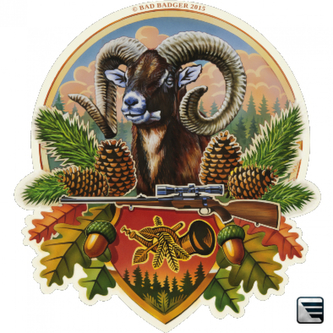 Samolepka Muflon se zbraní - barevná