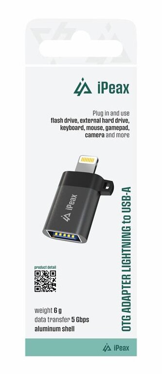 iPEAX adaptér OTG Lightning / USB-A (samice) černý