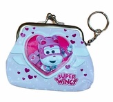 Dívčí peněženka SUPER WINGS zavírání na klips, růžová se srdcem