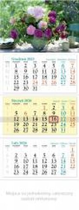 Kalendarz 2026 ścienny trójdzielny Kwiaty