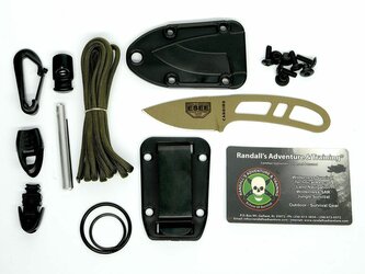 ESEE CAN-DE-KIT-E Dark Earth Candiru malý nôž na krk 5 cm, tmavohnedá, puzdro, súprava na prežitie ESEE CAN-DE-KIT-E Dark Earth Candiru malý nôž na krk 5 cm, tmavohnedá, puzdro, súprava na prežitie