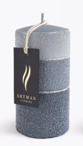 Świeca MILANO Walec średni 7xh14cm szara parafinowa