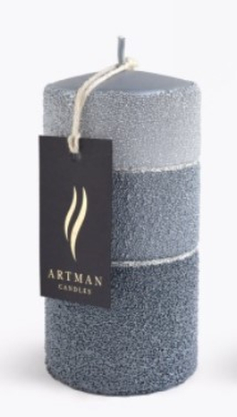 Świeca MILANO Walec średni 7xh14cm szara parafinowa