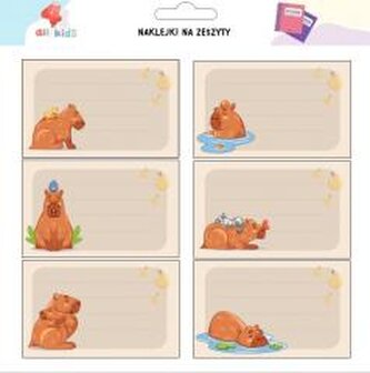 Naklejki na szafkę i zeszyt Kapibara 2