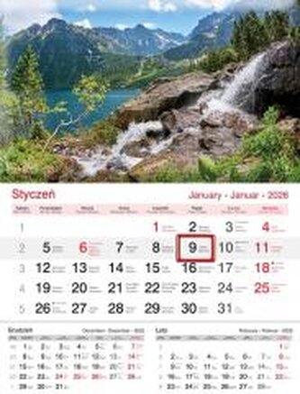 Kalendarz 2026 ścienny jednodzielny Jezioro