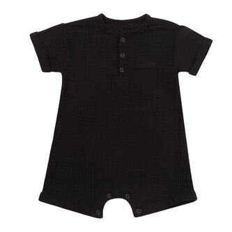 Moniel dětský rostoucí mušelínový overal s krátkým rukávem Black