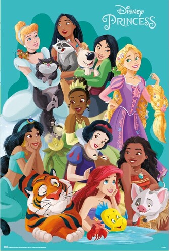 Plakát, Obraz - Disney Princess and Pets, 61 × 91.5 cm