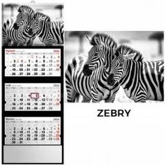 Kalendarz 2026 trójdzielny zebry
