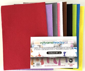 Filc - 10 ks, mix barev, A4, 180 g. - samolepicí