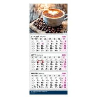 Kalendarz 2026 trójdzielny premium Kawa