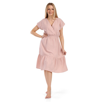 Moniel letní těhotenské a kojicí mušelínové šaty Pink