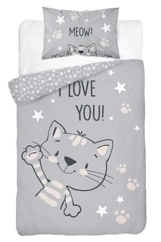 DETEXPOL Povlečení do postýlky Kočka I love you  Bavlna, 100/135, 40/60 cm
