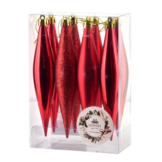 SANTA LILA Komplet 8 bombek sople czerwone