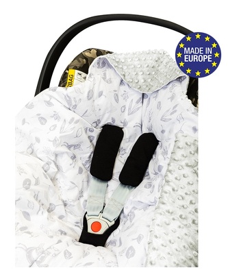 Bomimi Zavinovací deka do autosedačky minky lesní zvířátka, šedá