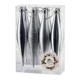 SANTA LILA Komplet 8 bombek sople srebrny