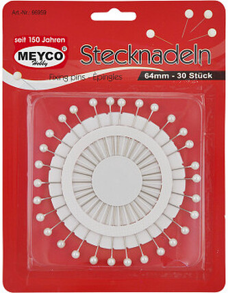 Velké špendlíky sada 30 ks bílých 64mm