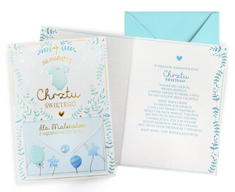 Karnet DK Chrzest z kopertką, niebieski DK-1292