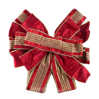 SANTA LILA Kokarda 32x130cm czerwony  ze złotem