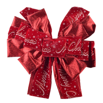 SANTA LILA Kokarda 32x130cm czerwona Mer ry Christmas