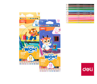 Pastelky trojhranné 12 barev WOW DELI EC138-12 mix