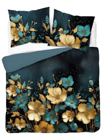 DETEXPOL Francouzské povlečení Zlaté květy  Bavlna, 220/200, 2x70/80 cm