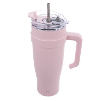 Hrnek TERMO pohár nerez/UH+brčko 1,2 l růžová