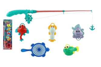 Hra ryby/rybář s prutem 45cm plast 4 barvy na kartě 17x58cm