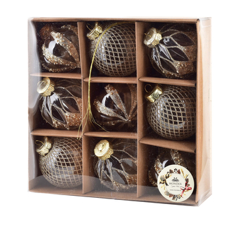 SANTA LILA Komplet 9 bombek złotych