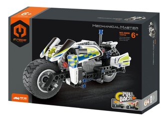 Stavebnice iM.MASTER policejní motorka na zpětné natažení plast 193 dílků v krabici 29x20x6cm