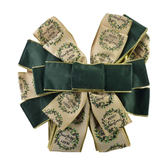 SANTA LILA Kokarda 32x130cm zielono beż  Merry christmas