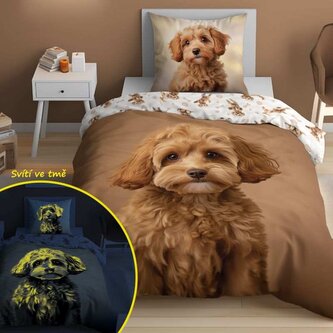 DETEXPOL Povlečení Štěně svítící  Bavlna, 140/200, 70/80 cm