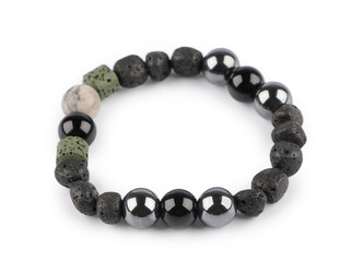 Náramek pružný z minerálů, láva, unisex - 1 ks - 2 černá
