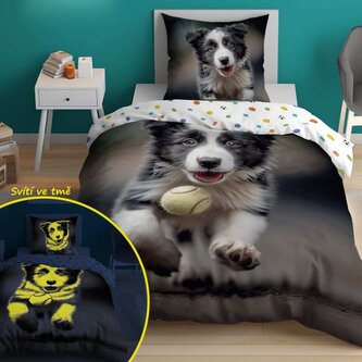 DETEXPOL Povlečení Štěně v běhu svítící  Bavlna, 140/200, 70/80 cm