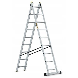 Hliníkový žebřík 2x9 příček dvoudílný DRABEST DW2-9 PRO