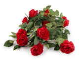 Umělá girlanda popínavá růže - 1 ks - 4 červená tmavá