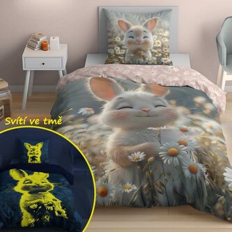 DETEXPOL Povlečení Zaječice svítící  Bavlna, 140/200, 70/80 cm