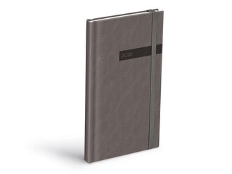 diář 2026 T806 PU s gumkou gray 90x170mm 7781516