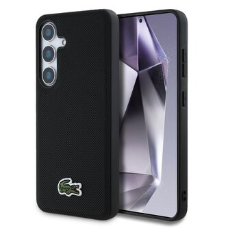 Lacoste Iconic Petit Pique Woven Logo MagSafe Zadní Kryt pro Samsung Galaxy S25 Black